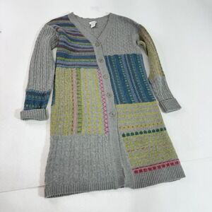 Sundance Sweater Womens XS Gray Long Cardigan Lambswool Fair Isle Knit